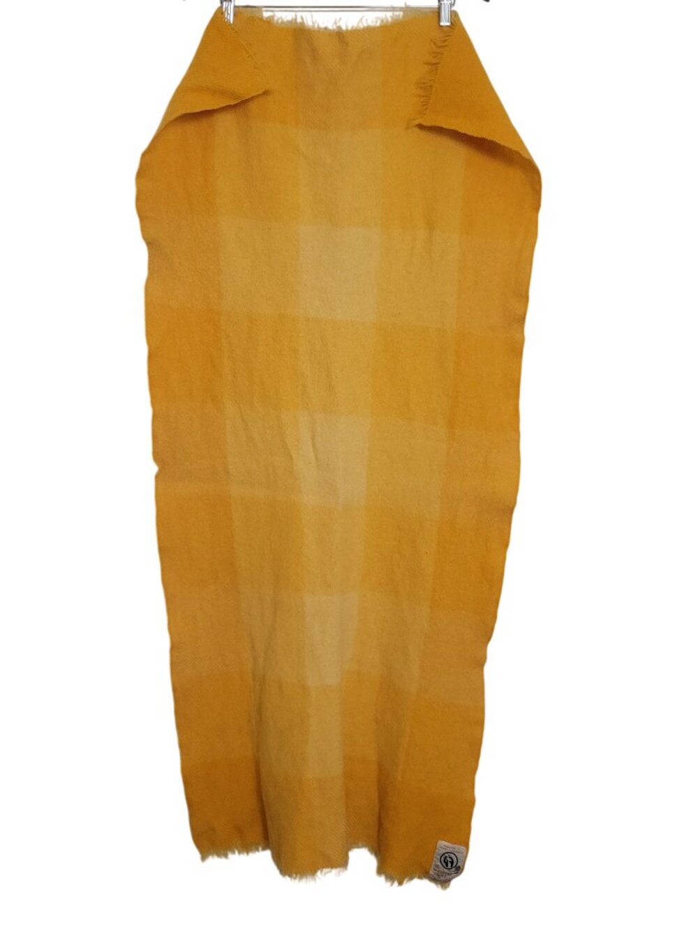 Vintage The Weaver's Croft Handwoven Yellow Plaid Wool Blanket Scarf New Zealand